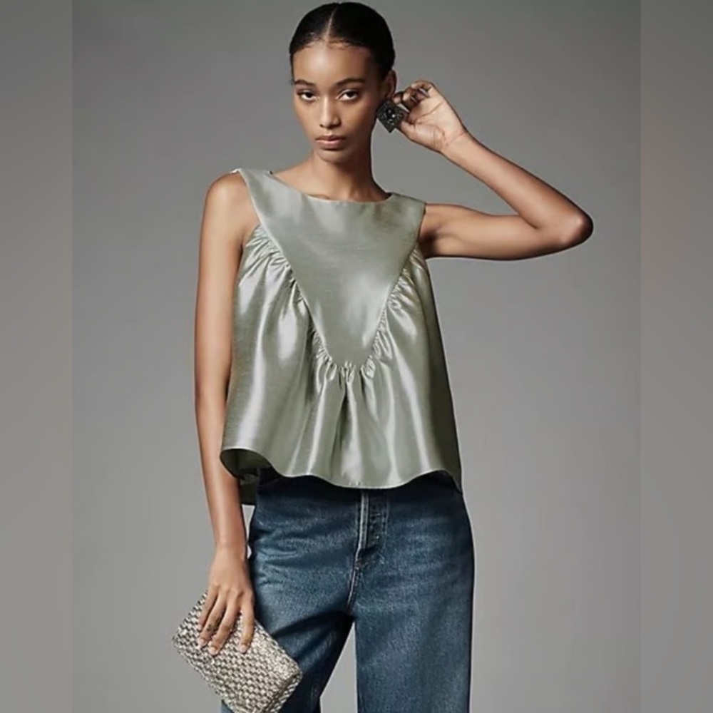 Anthropologie Mare Mare Mint Shirred Swing Tank Top  NWT
